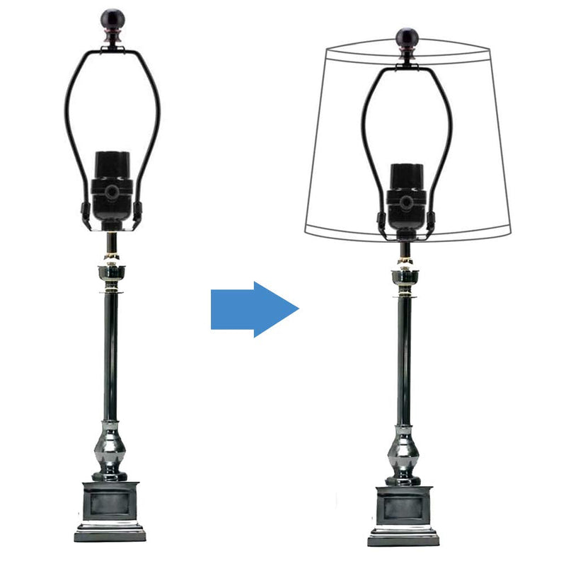 2 PCS Lamp Harp Holder Lamp Shade Harp with Light Saddle Base and Ball Lamp Finial Screw for Table and Floor Lamps (8 Inch, Black) - NewNest Australia