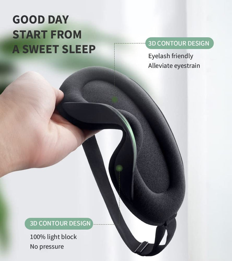 Tanshine Sleep Mask Black Eye Masks for Sleeping Light Blocking Blackout 3D Eye Mask Drowsy Sleeping Mask for Men Wowen Night Mask Blindfold for Travel,Nap,All Night Sleeping Black New - NewNest Australia