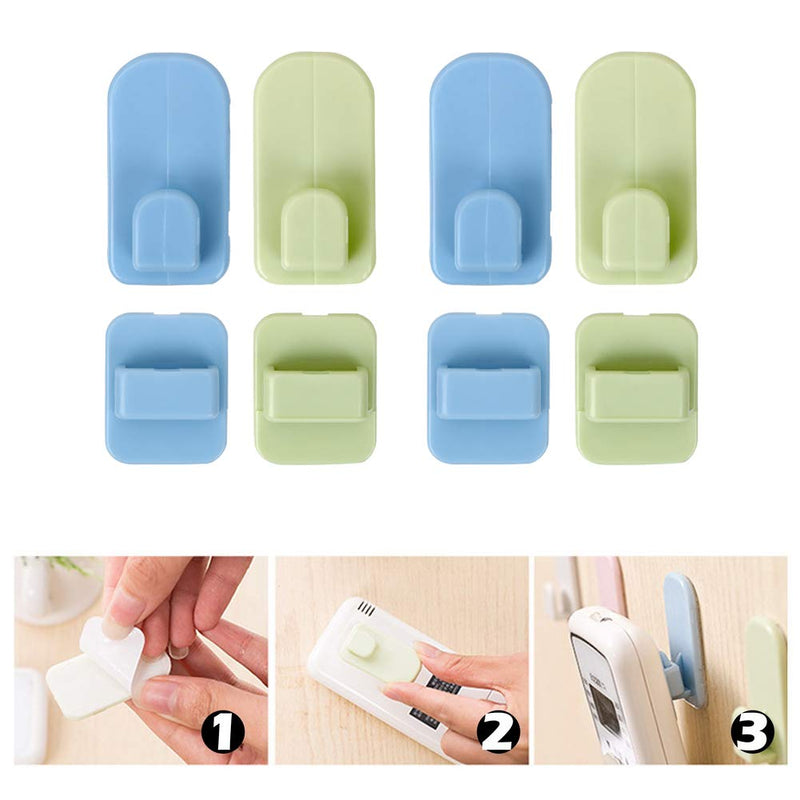 NewNest Australia - AKOAK 4 Set Multi-function TV Air Conditioning Remote Control Wall Self Adhesive Hook Holder(Blue 2 Set + Green 2 Set) 