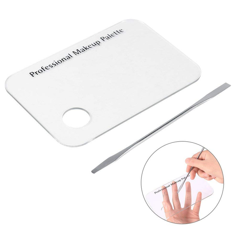Makeup Palette - Clear Acrylic Makeup Nail Art Cosmetic Mixing Palette & Stainless Spatula Tool Set - NewNest Australia