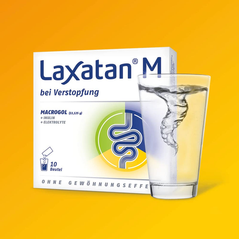 Laxatan M – does not solve constipation immediately, but gently, without habituation effect & well tolerated | With macrogol, electrolytes & inulin | 10 bags (drinking granules) 10 pieces (pack of 1) - NewNest Australia