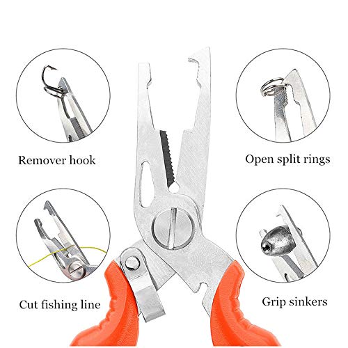Pack of 252pcs Heavy Duty Stainless Steel Split Rings and Plier Set, Open Jump Rings and Fishing Plier Tool Kit for Saltwater Fishing Lure Connector, Jewelry Making Findings, Small Key Rings - NewNest Australia