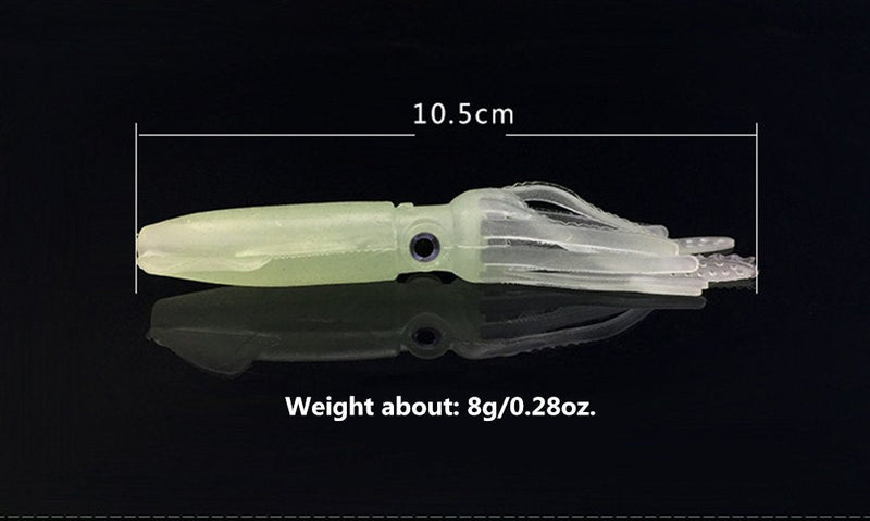 Soft Luminous Octopus Trolling Saltwater Bait Squid Skirt Fishing Lures Glow in Dark,4.13inch Green(5pcs) - NewNest Australia
