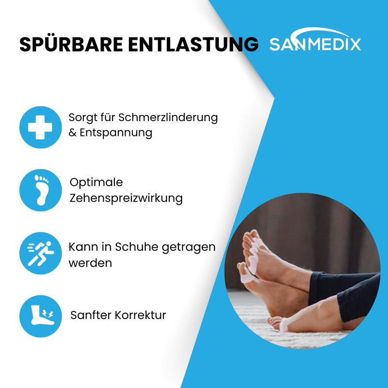 Sanmedix toe separators for all toes - 3 pairs / 6 pieces. Silicone toe separators for men and women - toe extension correction set against hallux valgus, bunions, hammer toes - NewNest Australia