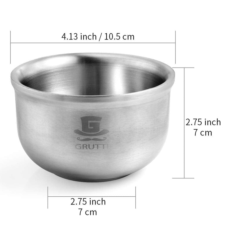 GRUTTI Shaving Lather Bowl, 4.13" Men's Durable Shave Soap Cup Shining Three-Layer 304 Heavy Duty Stainless Steel Heat Preservation Soap Bowl 4.13inches/10.5cm - NewNest Australia