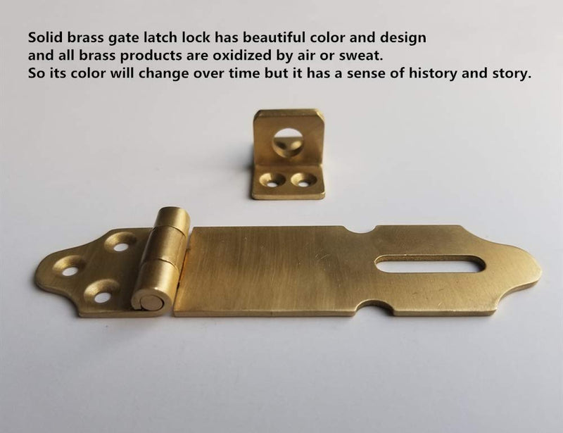 Runningfish Solid Brass Padlock Hasp, Heavy Duty Door Clasp, Safety Lock Latch for Antique Modern Furniture Drawers Cabinet Doors (3 Inch, Brass Tone) 3 Inch - NewNest Australia