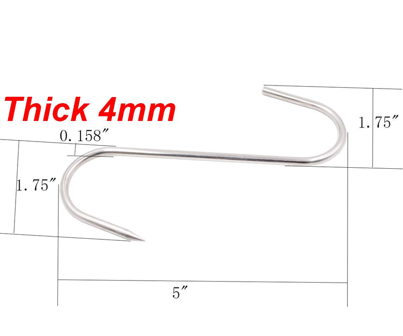 NewNest Australia - 5 Inch Meat Hooks HONSHEN S-Hook Stainless Steel Meat Processing Butcher Hook Pot Hooks 5 Inch 