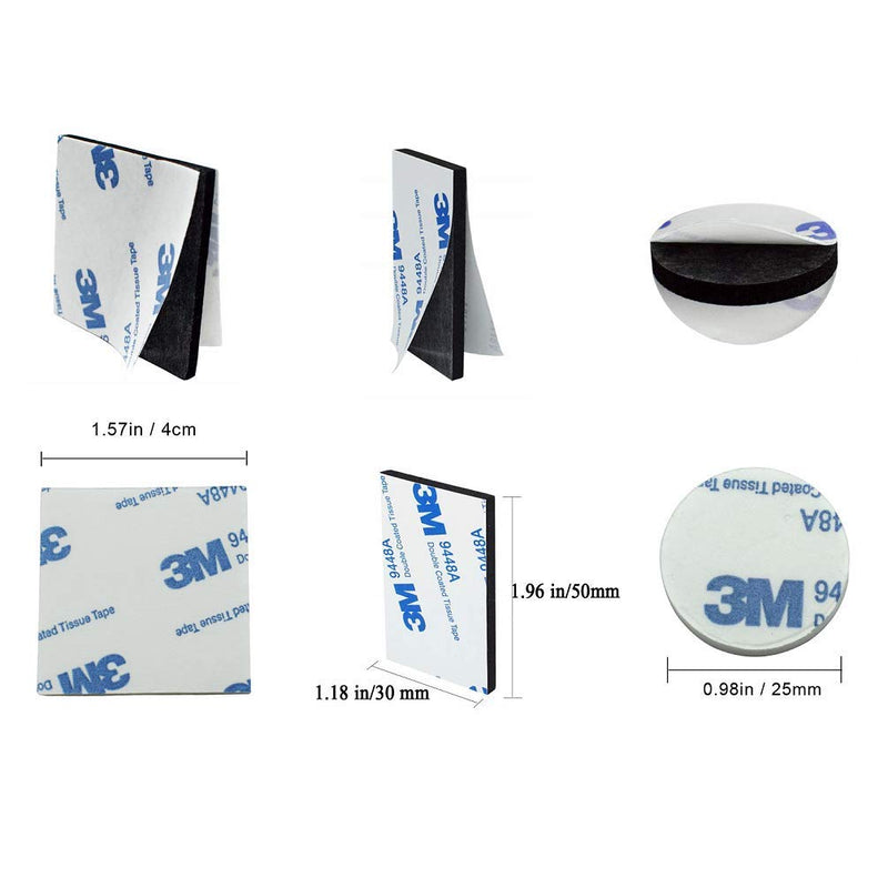 Double Sided Foam Tape Strong Pad Mounting,Black Self-Adhesive Tape Include Square Round and Rectangular（60Pcs） - NewNest Australia
