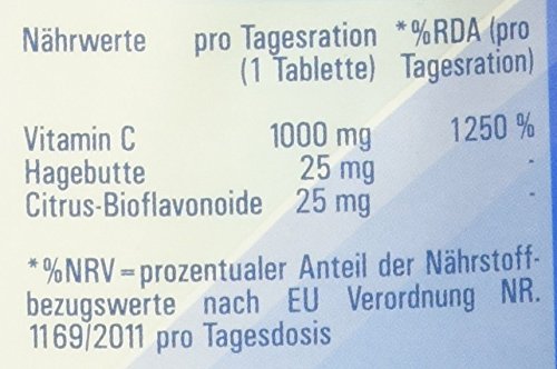 Vitasyg Vitamin C 1000mg + bioflavonoids, for immune system, skin, teeth and cartilage - 500 tablets - NewNest Australia