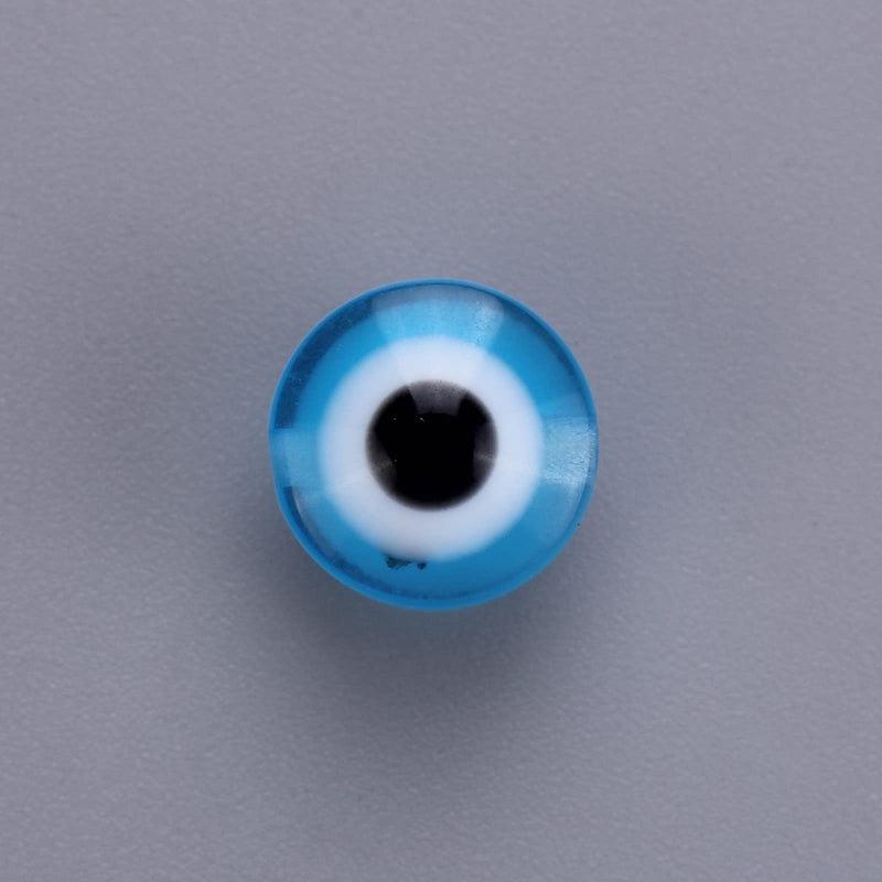 200pcs Evil Eye Beads Aqua Blue Resin Evil Eye Spacer Beads Charms with Elastic Rope for DIY Jewelry Bracelet Necklace Earring Crafts Making Handmade (Aqua Blue) - NewNest Australia