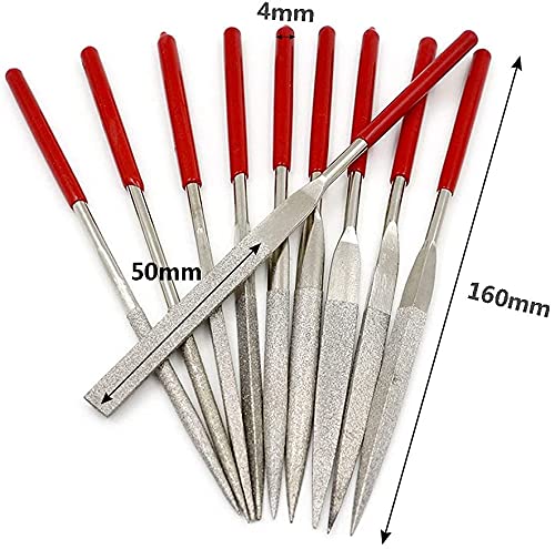 Bestgle 10Pcs 4mm x 160mm Mini Diamond Needle File Set for Carving Metal Ceramic Tile Glass Wood Fit Jewelers Hobby 4*160mm - NewNest Australia