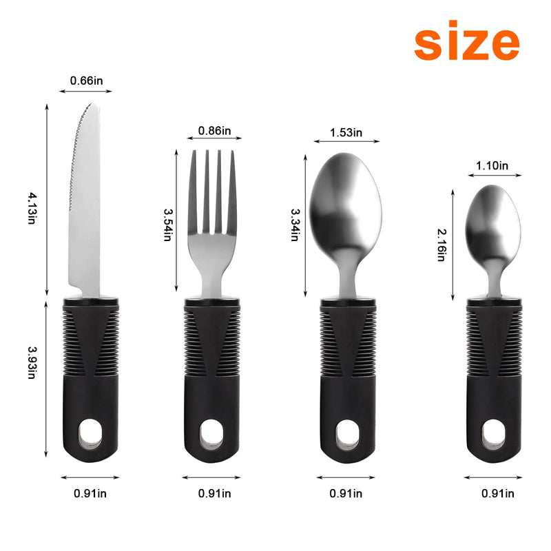 Maotrade 4-Piece Easy Grip Cutlery Set Fork Teaspoon Tablespoon Knife Non-Slip Handles Against Hand Shaking, Not Weighted Adaptive Utensils For Elderly People, Arthritis, Parkinson'S Disabled - NewNest Australia