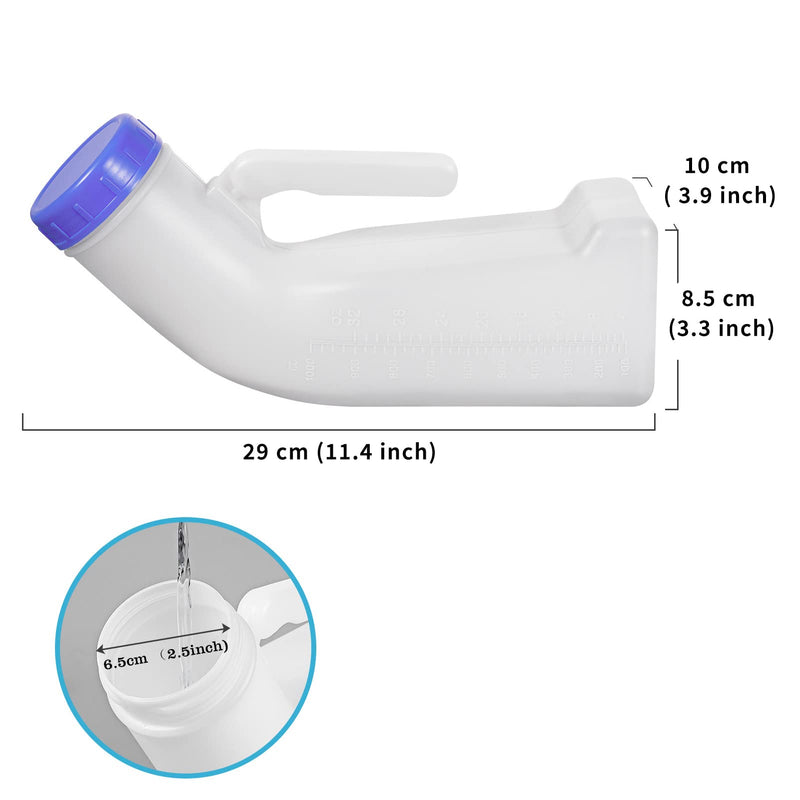 Unisex Urinals, Plastic Urine Bottles for Men and Women, SpillProof Screw Cap Lid, Portable Toilet Urinals Ideal for Car Travel Outdoor 2x Urinal - White and Blue - NewNest Australia