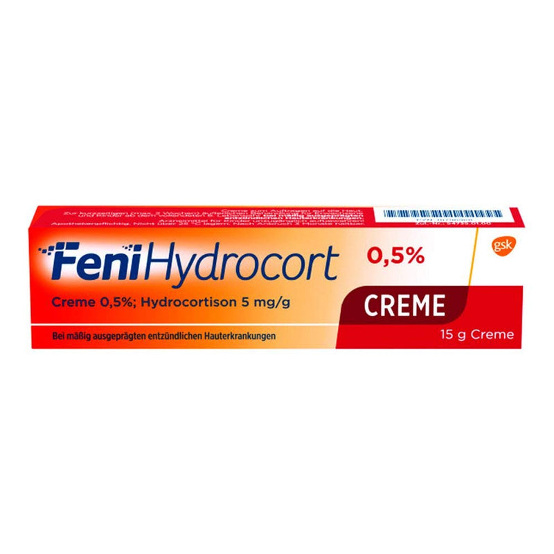 FeniHydrocort cream 0.5%, hydrocortisone 5 mg/g, triple effective for skin inflammation: relieves itching, reduces swelling, reduces redness, 15 g 15 g (pack of 1) - NewNest Australia
