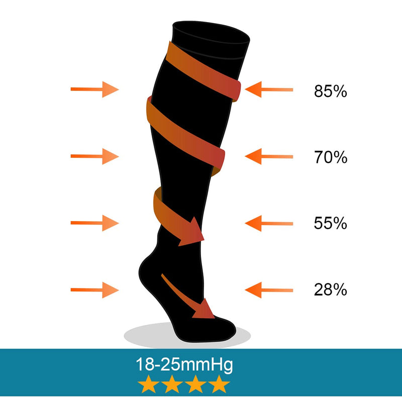 Kuzimua 6 Pairs Of Compression Stockings, Knee Socks, Support Stockings, Running Socks For Women And Men, Sports, Running, Flight, Travel, Pregnancy, Medical Compression Socks - NewNest Australia
