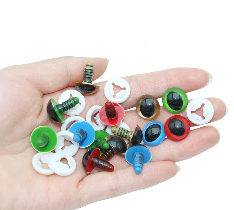 ARTCXC 64Pcs 15mm 8Colors Flat Pupils Plastic Safety Eyes Craft Eyes with Washers for Doll, Puppet, Plush Animal DIY Making 8different colors - NewNest Australia