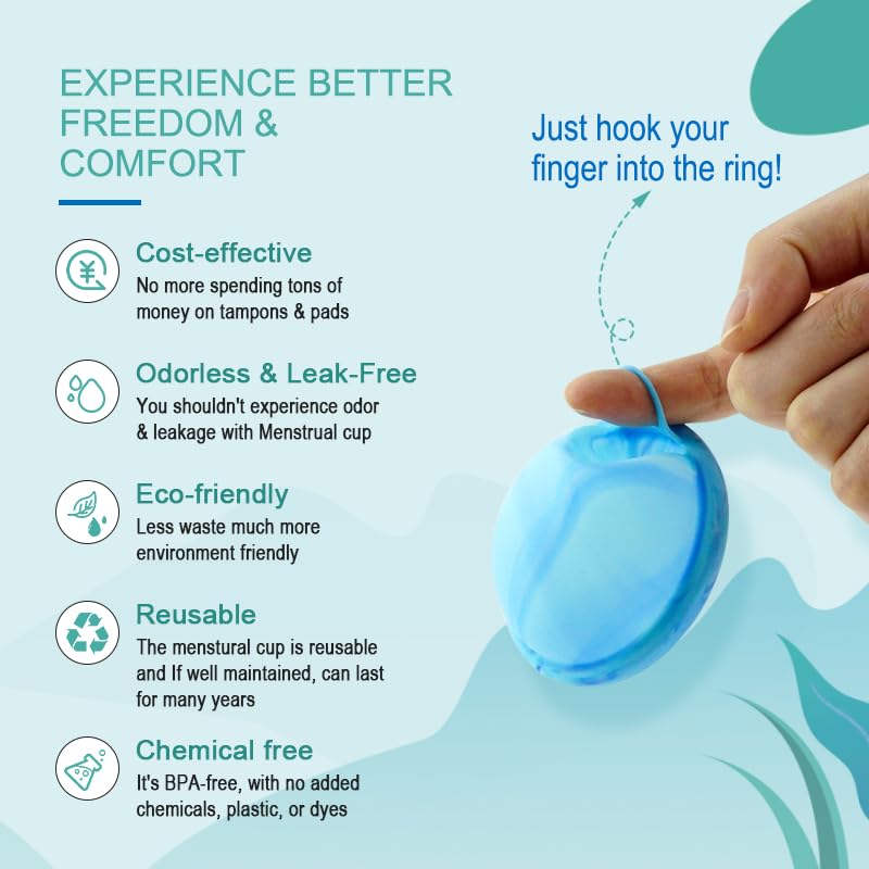 Mascoto® New Blue Generation Menstrual disc with Loop, Flat-fit Cup, Medical-Grade Silicone, Reusable, Petal Thin and Ultra Comfortable, Tampon and Pad Alternative (Set of Small and Large) - NewNest Australia