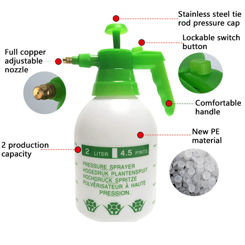 ANPTGHT Garden Pump Sprayer, 0.5Gallon/68oz Hand-held Lawn Pressure Spray Bottle with Safety Value&Adjustable Nozzle for Spraying Weeds/Watering/Home Cleaning/Car Washing(Green) Green - NewNest Australia