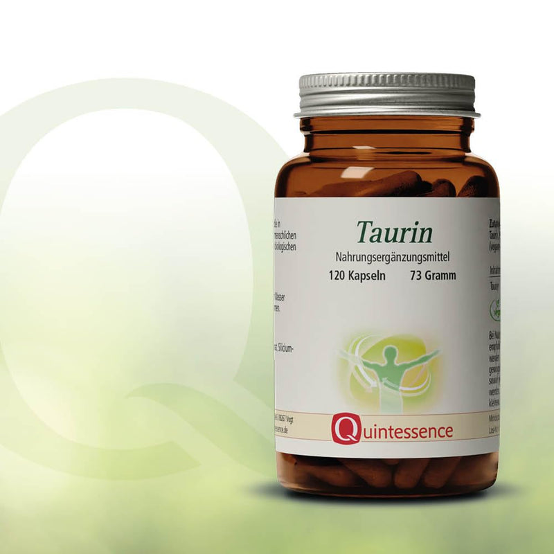 Quintessence Taurine 120 capsules - 500 mg taurine per capsule - 100% pure without flow and release agents - Excellent quality and bioavailability - Vegan - Produced in Austria - NewNest Australia