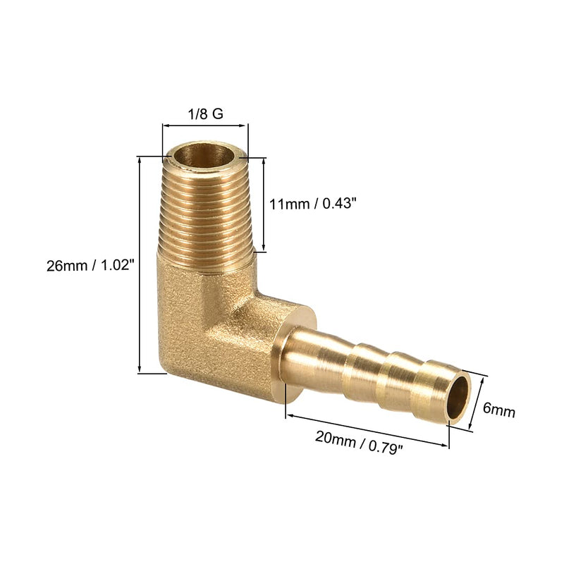 uxcell Brass Barb Hose Fitting, 90 Degree Elbow 6mm Barbed to 1/8 PT Male Pipe Adapter Connector 2pcs - NewNest Australia