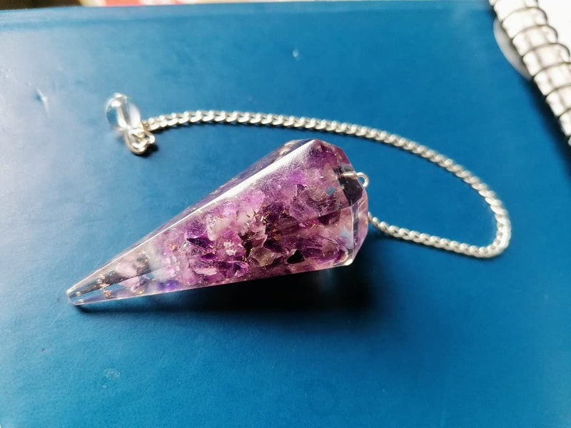 Dowsing Pendulum Healing Crystals Orgonite Crystal Point Scrying Dowser 100% Genuine Gemstone Crystal Pendulum Handcrafted Healing Crystal Gifts,Witchcraft Supplies (Amethyst Orgone) Amethyst Orgone - NewNest Australia