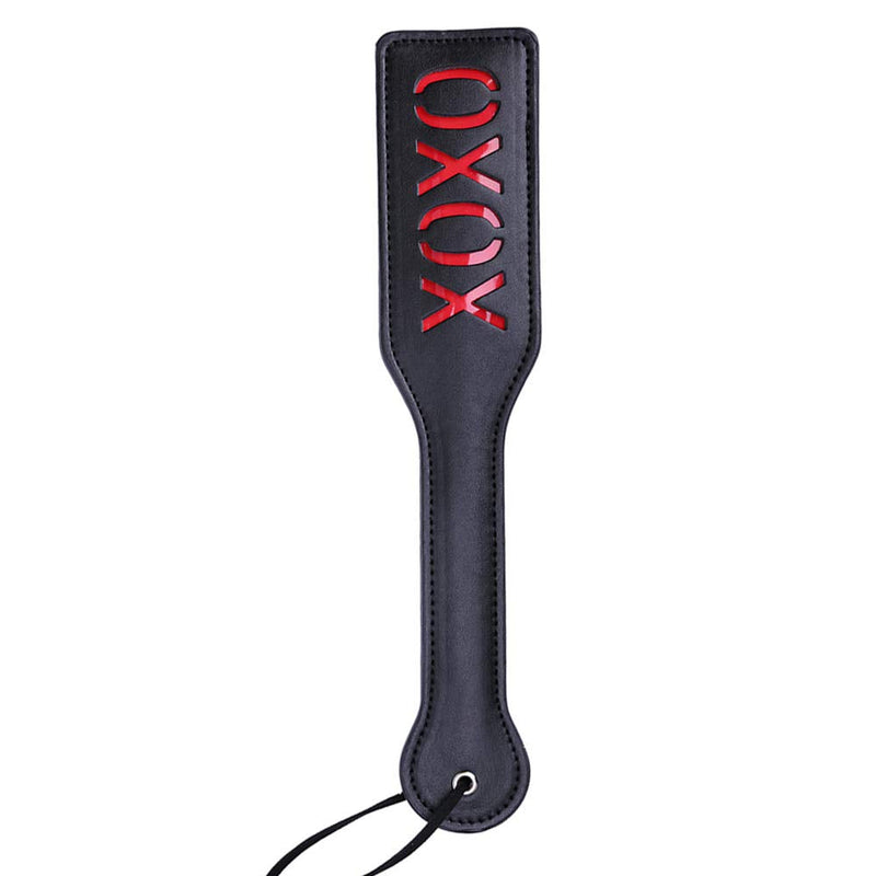 Faux Leather XOXO Spanking Paddle for Sex Play, 12.8inch Total Length Paddle, Black - NewNest Australia