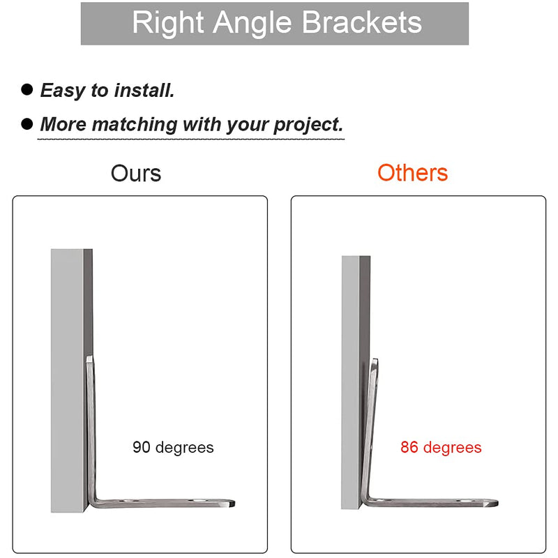 14 Pack L Bracket Corner Braces 2.5 Inch Stainless Steel Heavy Duty Shelf Bracket for Wood Shelves, Wall Hanging Support 90 Degree Joint Right Angle Brackets with Screws - NewNest Australia