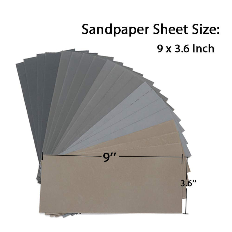 20Pcs Wet Dry Sandpaper, High Grit 1000 2000 3000 5000 7000 Sandpaper Sheets Assortment for Wood Metal Polishing Automotive Sanding, 9 x 3.6 inch by BAISDY - NewNest Australia