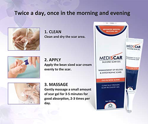 MediScar Silicone Scar Gel 15g – Keloid Scar Treatment – Hypertrophic Scar Removal Gel- Scar Removal for Face, Body, Stretch Marks, C-Sections, Surgical Marks, Acne – Old and New Scars - NewNest Australia