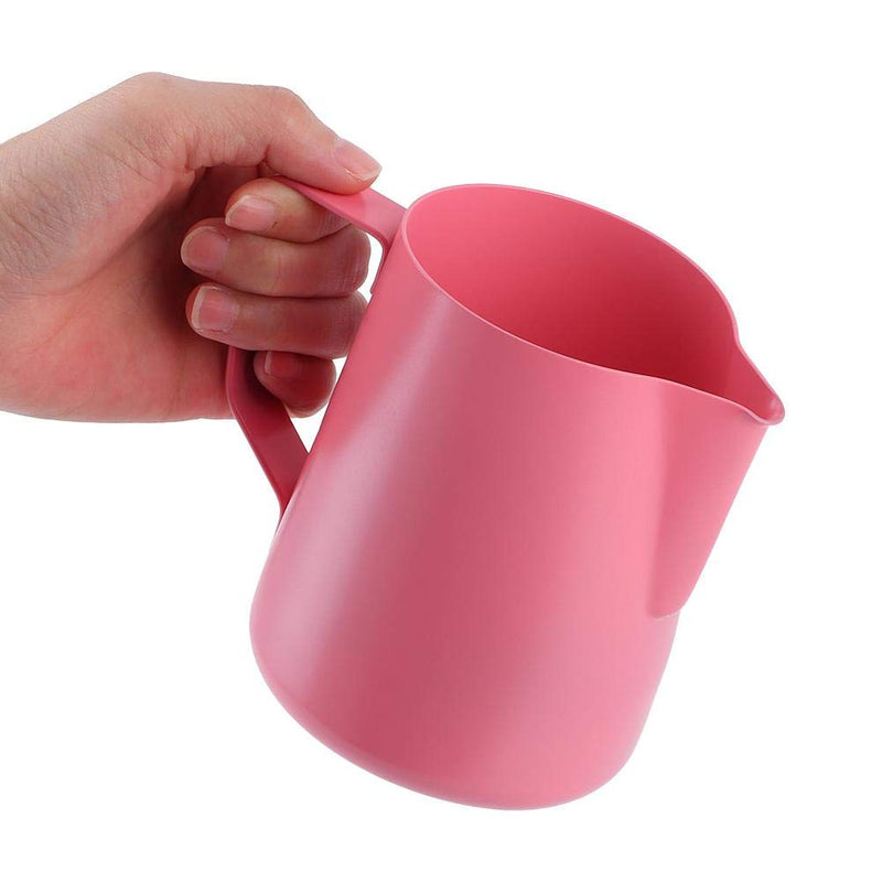 Milk Frothing Cup, 350ml Stainless Steel Milk Frothing Pitcher Machine Washable Coffee Cup Latte Art Milk Frother Jug(Pink) Pink - NewNest Australia