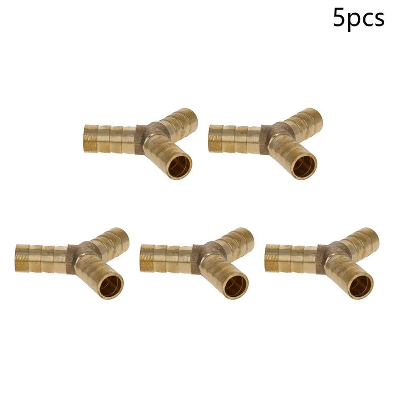 MroMax 10mm Brass Barb Hose Fitting Tee Y-Shaped 3 Way Connector Adapter Joiner 5pcs Diameter 10mm - NewNest Australia