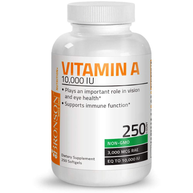 Bronson Vitamin A 10,000 IU Premium Non-GMO Formula Supports Healthy Vision & Immune System and Healthy Growth & Reproduction, 250 Softgels - NewNest Australia