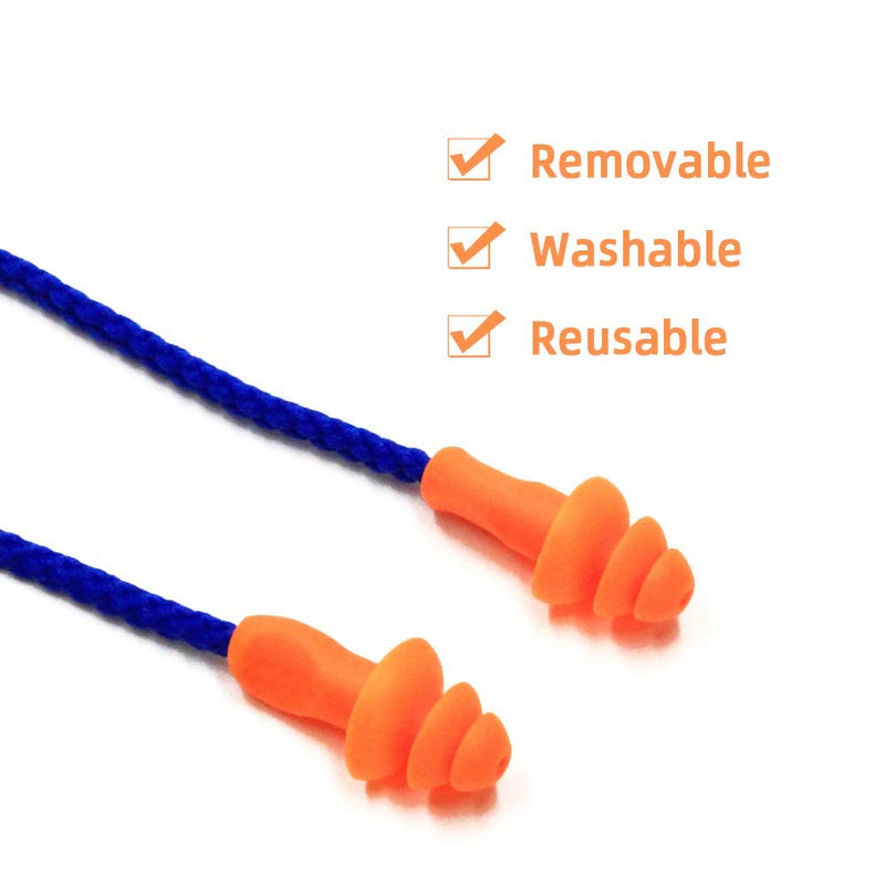Quality Reusable Earplugs 100 Pair - Corded Calmer Silicone Ear Plugs for Shooting Range Noise Reduction Motorcycle Riding Construction Work - Hunting Ear Protection for Shooting Hearing Protection - NewNest Australia