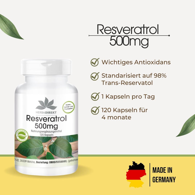 Resveratrol 500mg - High Dose - Knotweed Extract - 120 Capsules | HERBADIREKT by Warnke vital substances - NewNest Australia