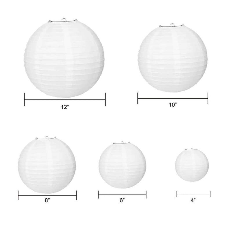 Pack of 20 Chinese White Hanging Paper Lantern in 4” 6” 8” 10” 12” Great for Wedding and Party Decorations - NewNest Australia