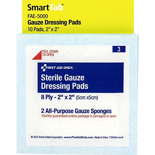 First Aid Only Sterile Gauze Dressing Pads, 2" x 2", 5 Count -FAE-5000 4" x 6" x 0.125" - NewNest Australia