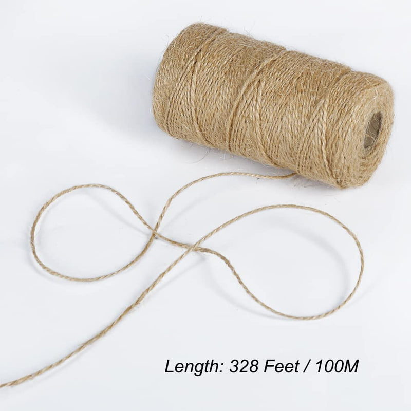 Tenn Well Natural Jute Twine, 656 Feet 2Ply Brown Twine String for Crafts, Gift Wrapping, Packing, Gardening and Wedding Decoration (2PCS X 328 Feet) 2PCS/656Feet(328FT/PC) - NewNest Australia
