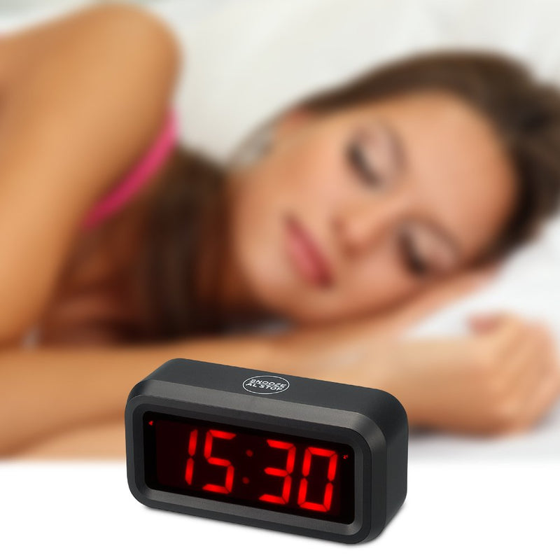 NewNest Australia - KWANWA Travel Digital Clock with LED Display Battery Operated/Powered Only | Small Home or Portable Design | Loud, Clear Sounds 