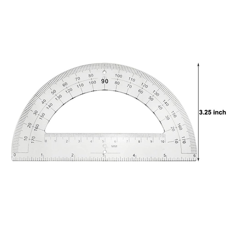 30PCS Clear Plastic Student Math Protractor 6-Inch Long 180 Degree for Angle Measurement - NewNest Australia