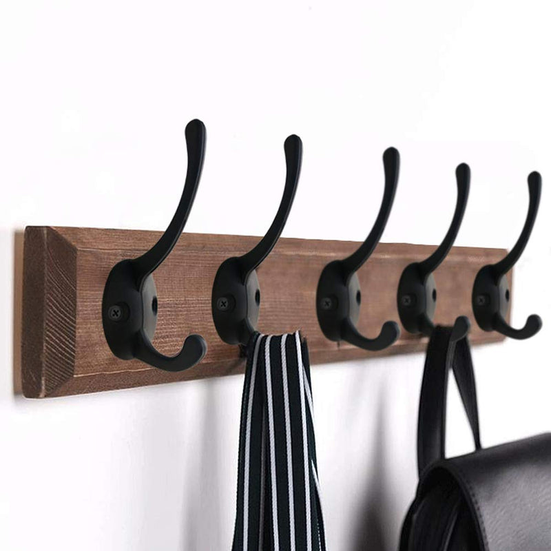 NewNest Australia - 12 Pack Black Coat Hooks Wall Mounted with 24 Screws Retro Double Hooks Utility Black Hooks for Coat, Scarf, Bag, Towel, Key, Cap, Cup, Hat 