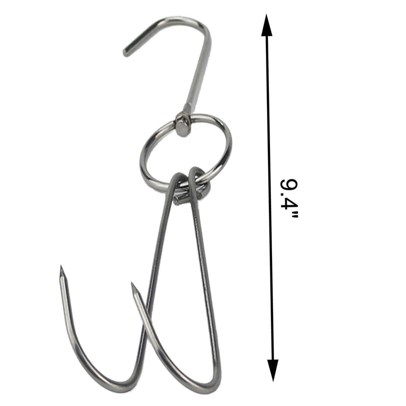 NewNest Australia - TIHOOD 2pcs Stainless Steel Duck Hooks + 3pcs S-Hooks for Bacon Hams Meat Processing Butcher Hook Hanging Drying BBQ Grill Cooking Smoker Hook Tool 