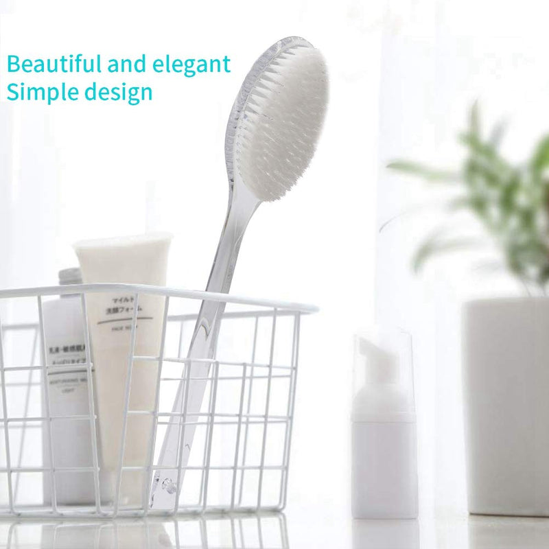 Mczcent Body Brush Dry Brushing Back Scrubber with Curved Plastic Long Handle Bath Shower Brush Dry Skin Exfoliating Cellulite Brush for men and women(Transparent Handle) - NewNest Australia