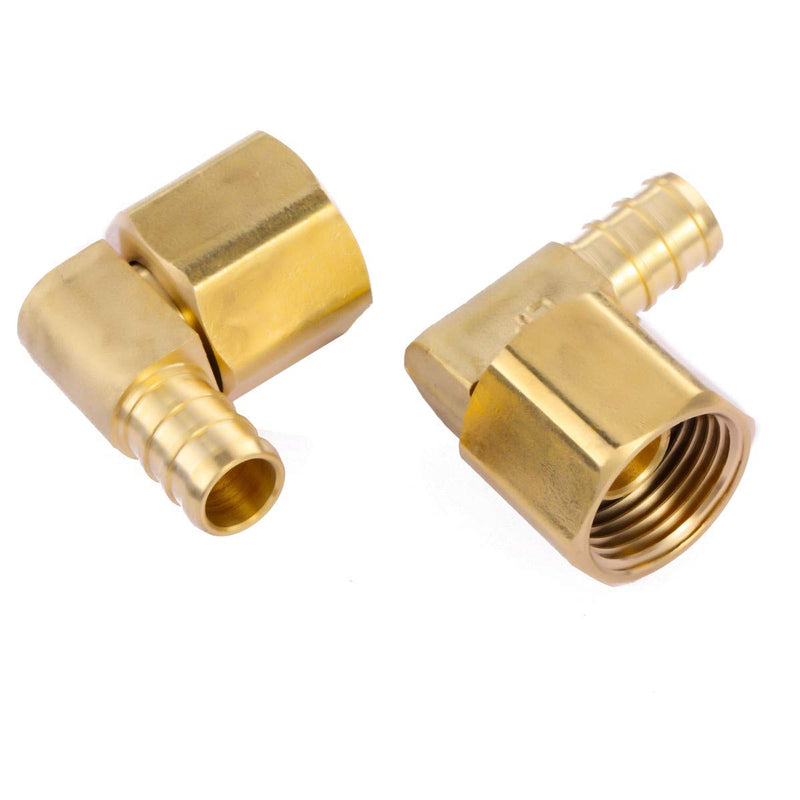 Litorange 2 PCS Lead Free Brass Construction 1/2" by 1/2-Inch Female Threaded PEX Pipe Barb FNPT Swivel Elbow Plumbing Connection Crimp Fittings - NewNest Australia