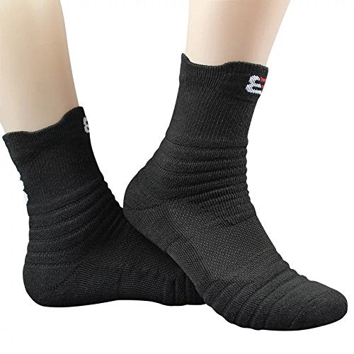 Kisgyst Men's Athletic Compression Crew Ankle Quarter Running Socks Elite Basketball Cushioned Training Socks 3 Pairs - NewNest Australia