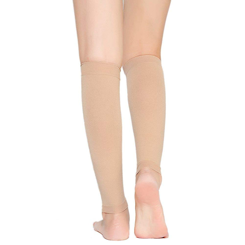 TOFLY® Calf Compression Sleeve for Men & Women, 1 Pair, Footless Compression Socks 20-30mmHg for Leg Support, Shin Splint, Pain Relief, Swelling, Varicose Veins, Maternity, Nursing, Travel, Beige XL - NewNest Australia
