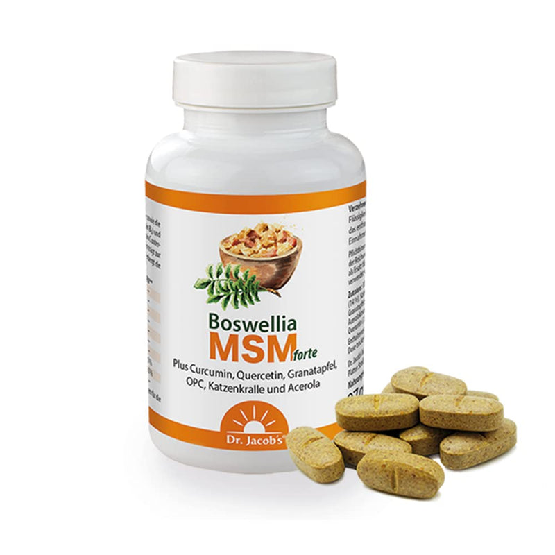 Boswellia MSM forte I frankincense, MSM (organic sulfur), cat's claw, curcumin, OPC, quercetin, pomegranate I for the immune system¹, mucous membranes and intestines² I 90 tablets, 30 servings I vegan - NewNest Australia