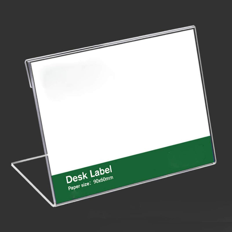 10 Pcs Clear Sign Holder Acrylic L-Shaped Table Card Holder Slanted Display Stand Merchandise Price Tag Label Holder (3.5 x 2.36 Inches) - NewNest Australia