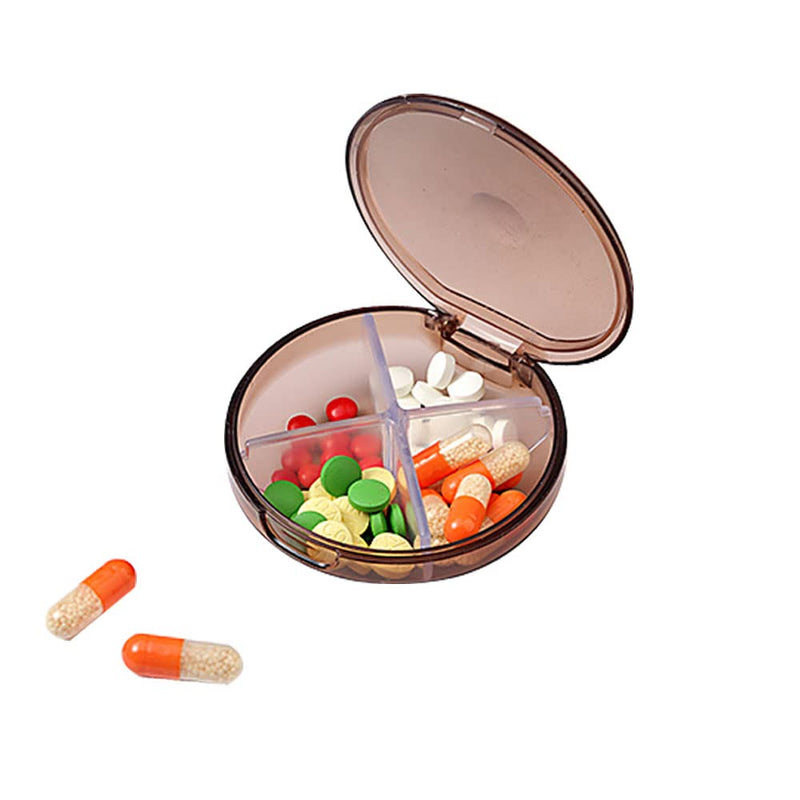 Albedel Round Pill Case Pill Organizer Pill Container Holder Pill Box Dispenser 4 Compartments Small Portable Anti-dust Moisture Proof for Pills Purse Vitamin Fish Oil Coffee - NewNest Australia