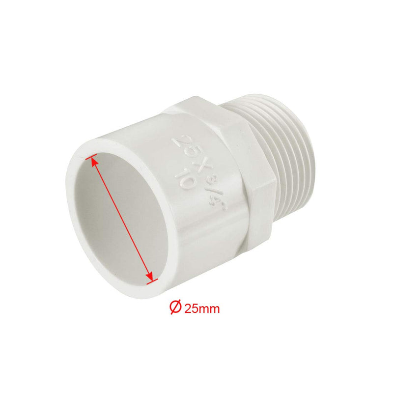 uxcell 25mm Slip x 3/4 PT Male Thread PVC Pipe Fitting Adapter Connector 5 Pcs - NewNest Australia