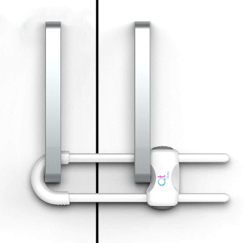 QT BABY Baby Proofing Cabinet Locks | Adjustable U Shaped Baby Safety Latches for Drawers, Fridge, Closet |Modern Baby Proofing Cabinet Lock with Extra Secure Lock Buttons (Pack of 2) Pack of 2 White - NewNest Australia